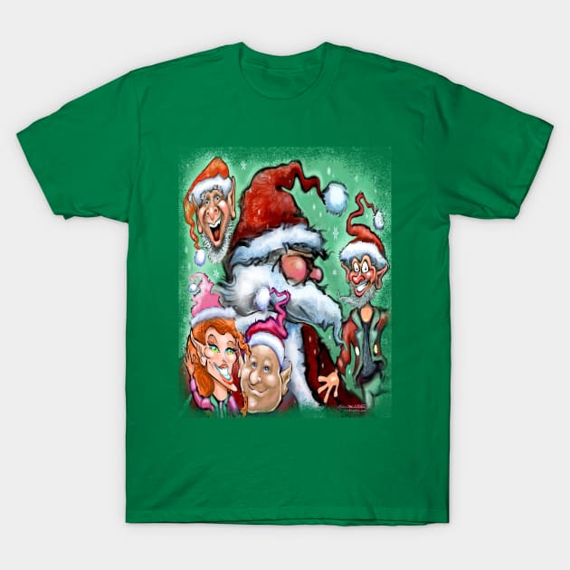 Santa and Elves T-Shirt by Kevin Middleton